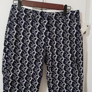 Crown & Ivy Navy and White Elephant Print Pants